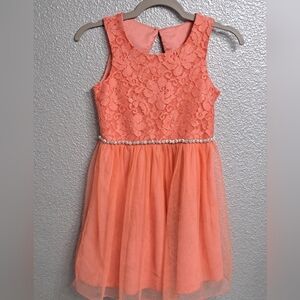 Speechless Coral Lace & Tulle Girl's Dress   Size 4